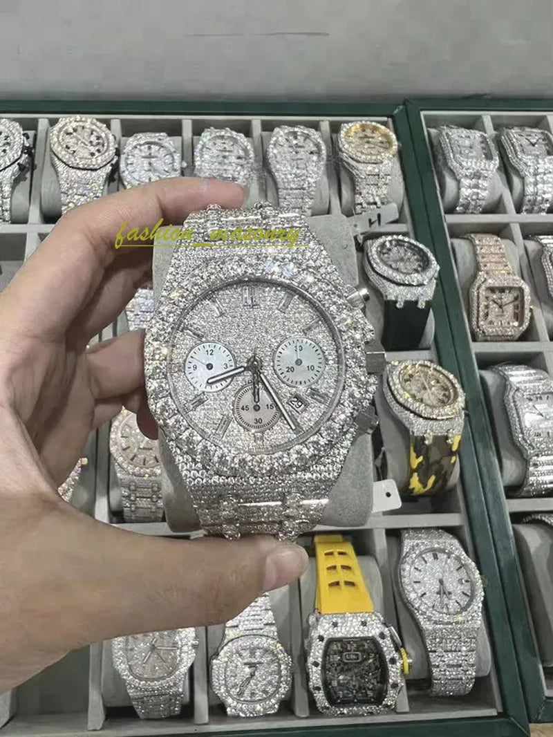 Designer Mens Women Watches Men Iced Out Dia Montre AAA+ Mossanite Montre De E Moissanite Watch 0I9 Have GRA Certificate+With Box