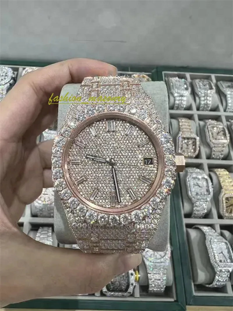 Designer Mens Women Watches Men Iced Out Dia Montre AAA+ Mossanite Montre De E Moissanite Watch 0I9 Have GRA Certificate+With Box