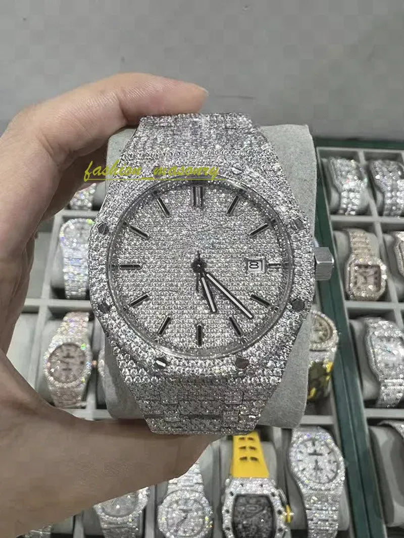 Designer Mens Women Watches Men Iced Out Dia Montre AAA+ Mossanite Montre De E Moissanite Watch 0I9 Have GRA Certificate+With Box