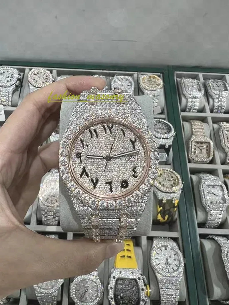 Designer Mens Women Watches Men Iced Out Dia Montre AAA+ Mossanite Montre De E Moissanite Watch 0I9 Have GRA Certificate+With Box