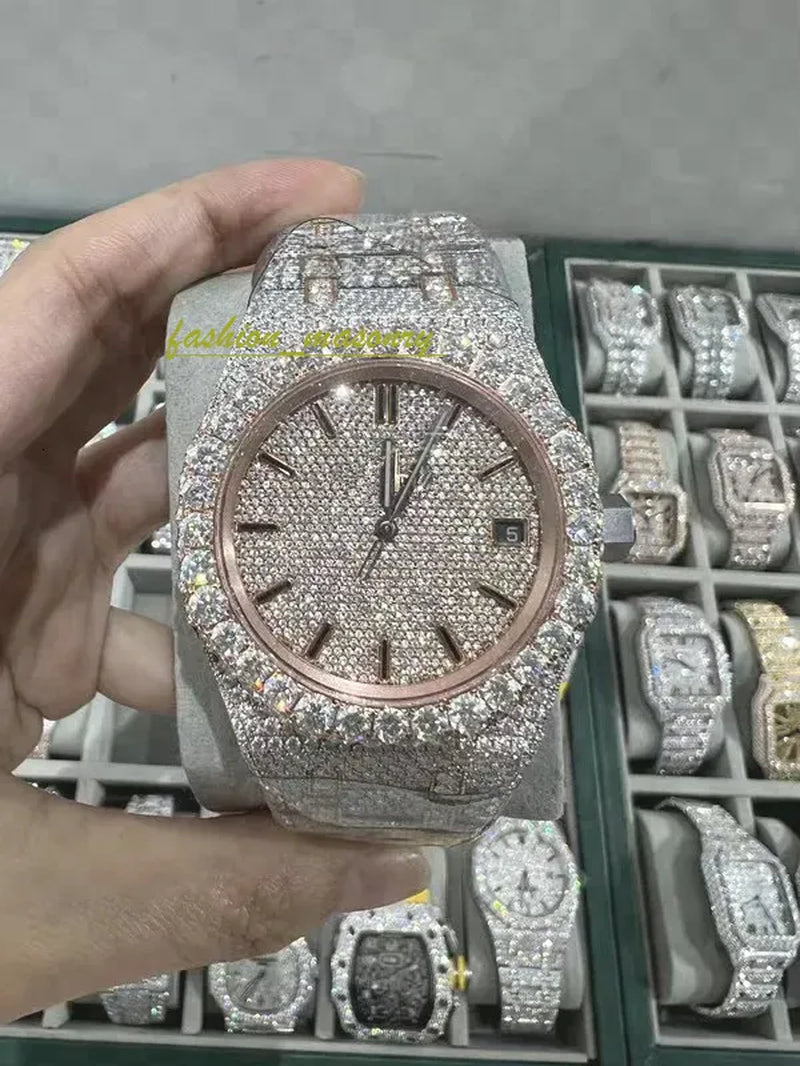 Designer Mens Women Watches Men Iced Out Dia Montre AAA+ Mossanite Montre De E Moissanite Watch 0I9 Have GRA Certificate+With Box