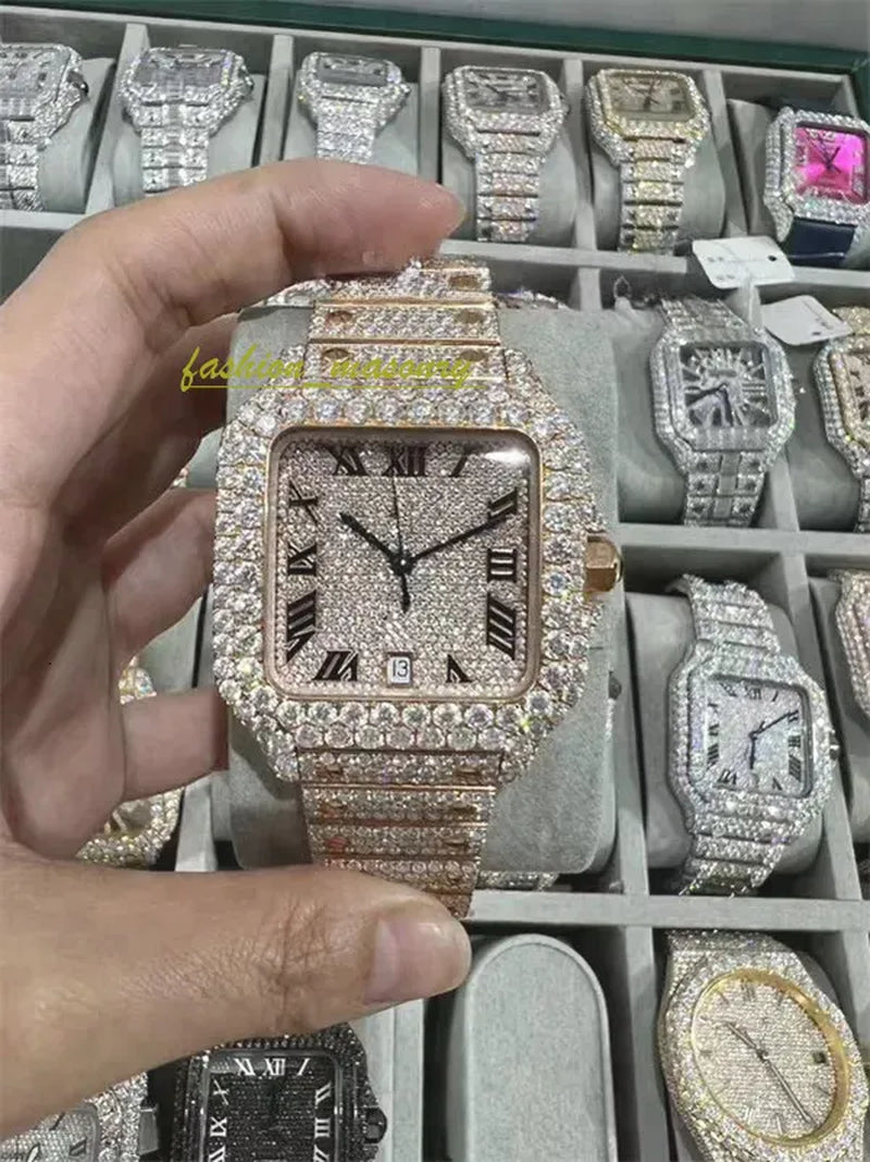 Designer Mens Women Watches Men Iced Out Dia Montre AAA+ Mossanite Montre De E Moissanite Watch 0I9 Have GRA Certificate+With Box