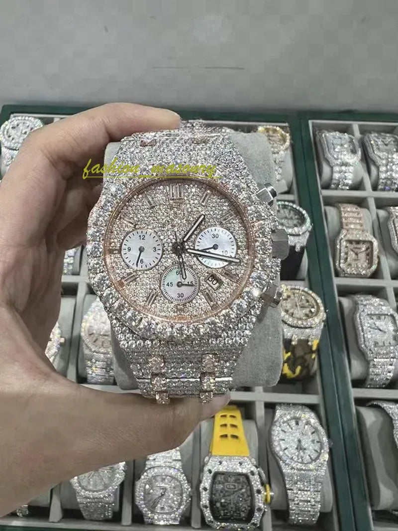 Designer Mens Women Watches Men Iced Out Dia Montre AAA+ Mossanite Montre De E Moissanite Watch 0I9 Have GRA Certificate+With Box
