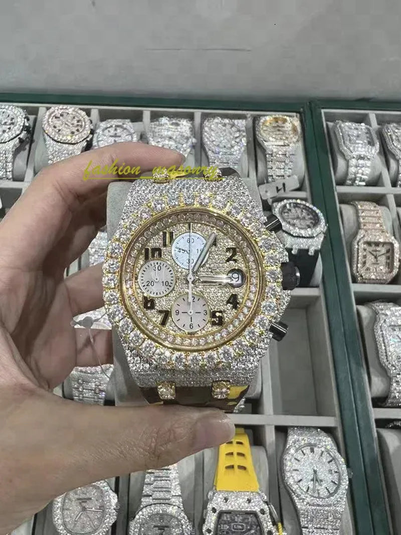 Designer Mens Women Watches Men Iced Out Dia Montre AAA+ Mossanite Montre De E Moissanite Watch 0I9 Have GRA Certificate+With Box
