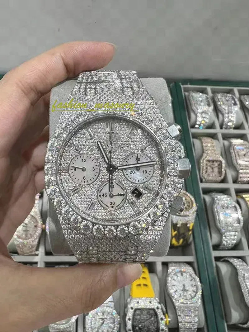 Designer Mens Women Watches Men Iced Out Dia Montre AAA+ Mossanite Montre De E Moissanite Watch 0I9 Have GRA Certificate+With Box