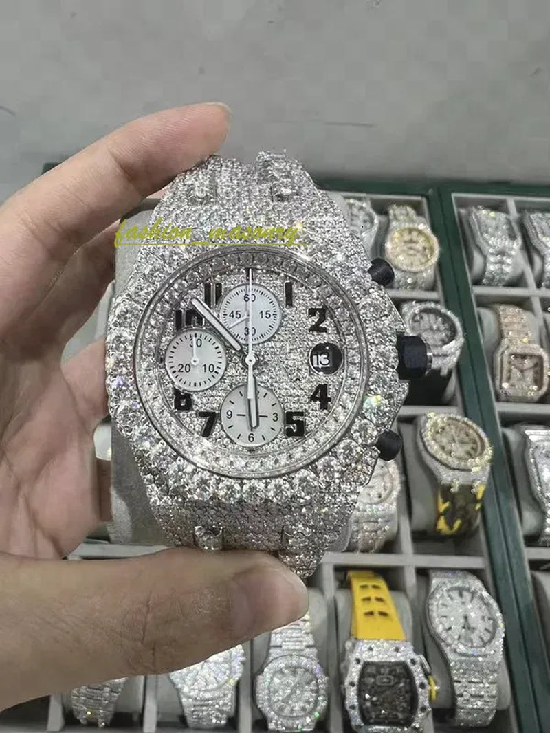 Designer Mens Women Watches Men Iced Out Dia Montre AAA+ Mossanite Montre De E Moissanite Watch 0I9 Have GRA Certificate+With Box