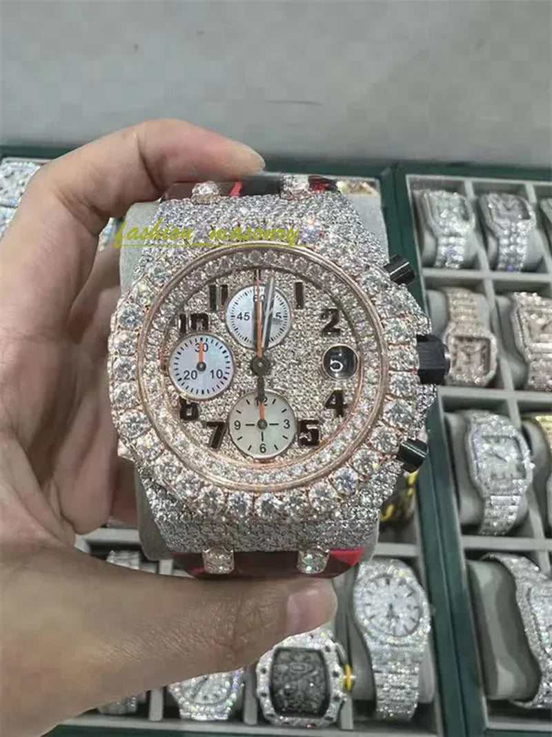 Designer Mens Women Watches Men Iced Out Dia Montre AAA+ Mossanite Montre De E Moissanite Watch 0I9 Have GRA Certificate+With Box