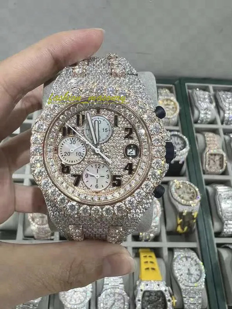 Designer Mens Women Watches Men Iced Out Dia Montre AAA+ Mossanite Montre De E Moissanite Watch 0I9 Have GRA Certificate+With Box