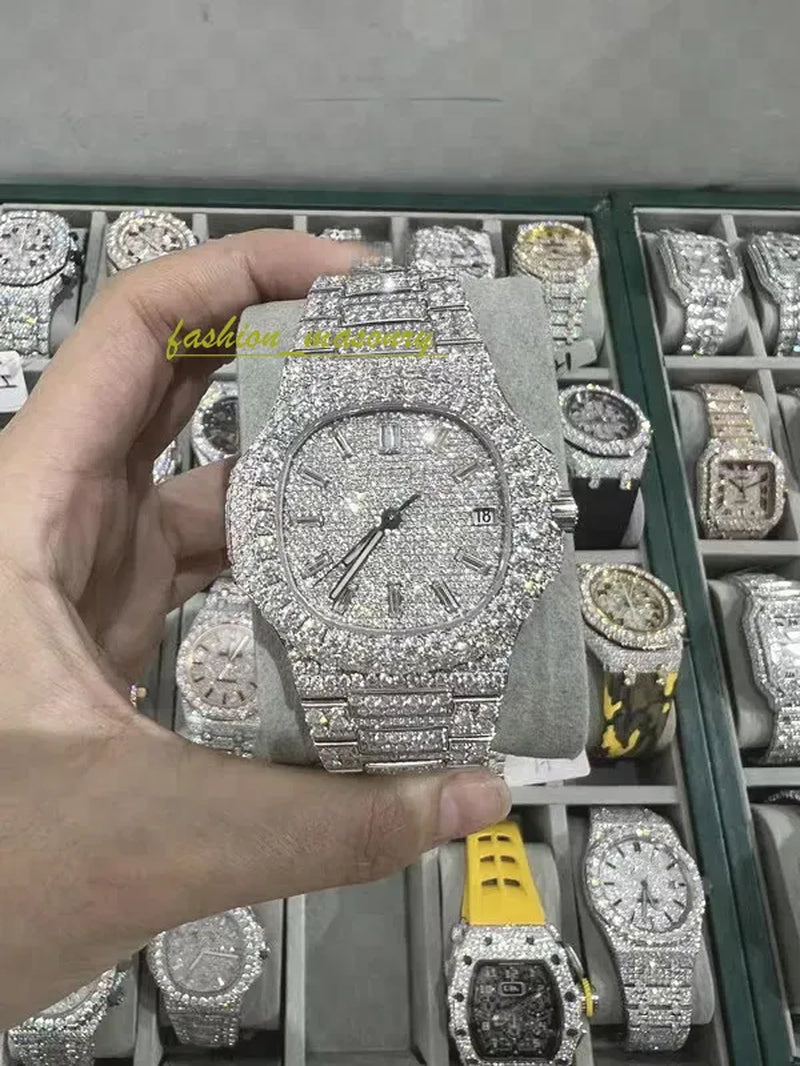 Designer Mens Women Watches Men Iced Out Dia Montre AAA+ Mossanite Montre De E Moissanite Watch 0I9 Have GRA Certificate+With Box