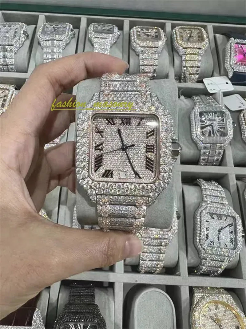 Designer Mens Women Watches Men Iced Out Dia Montre AAA+ Mossanite Montre De E Moissanite Watch 0I9 Have GRA Certificate+With Box