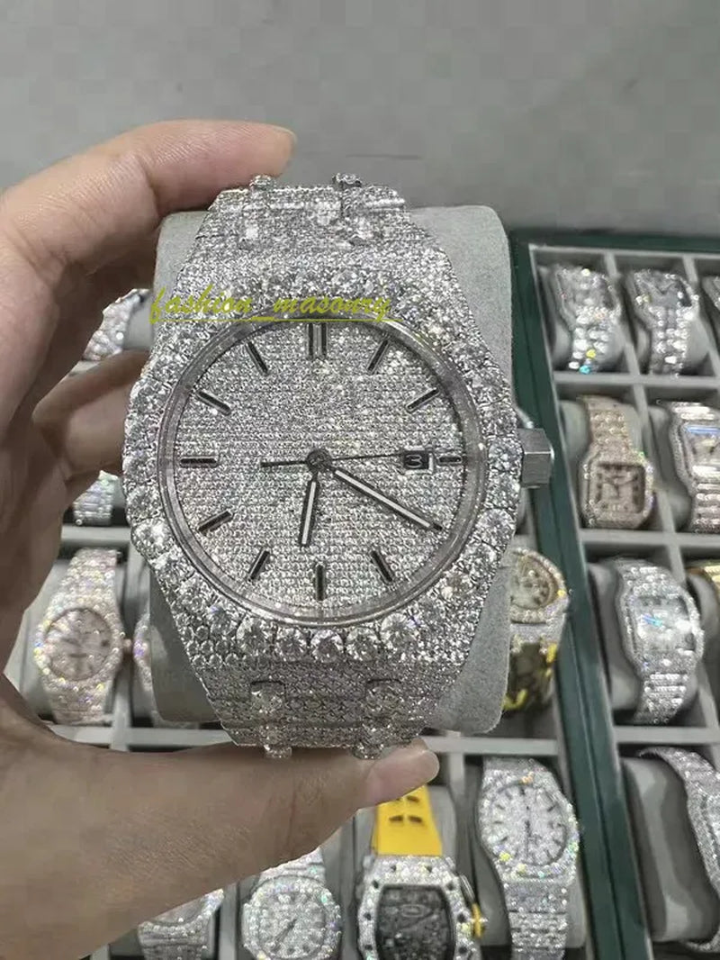 Designer Mens Women Watches Men Iced Out Dia Montre AAA+ Mossanite Montre De E Moissanite Watch 0I9 Have GRA Certificate+With Box