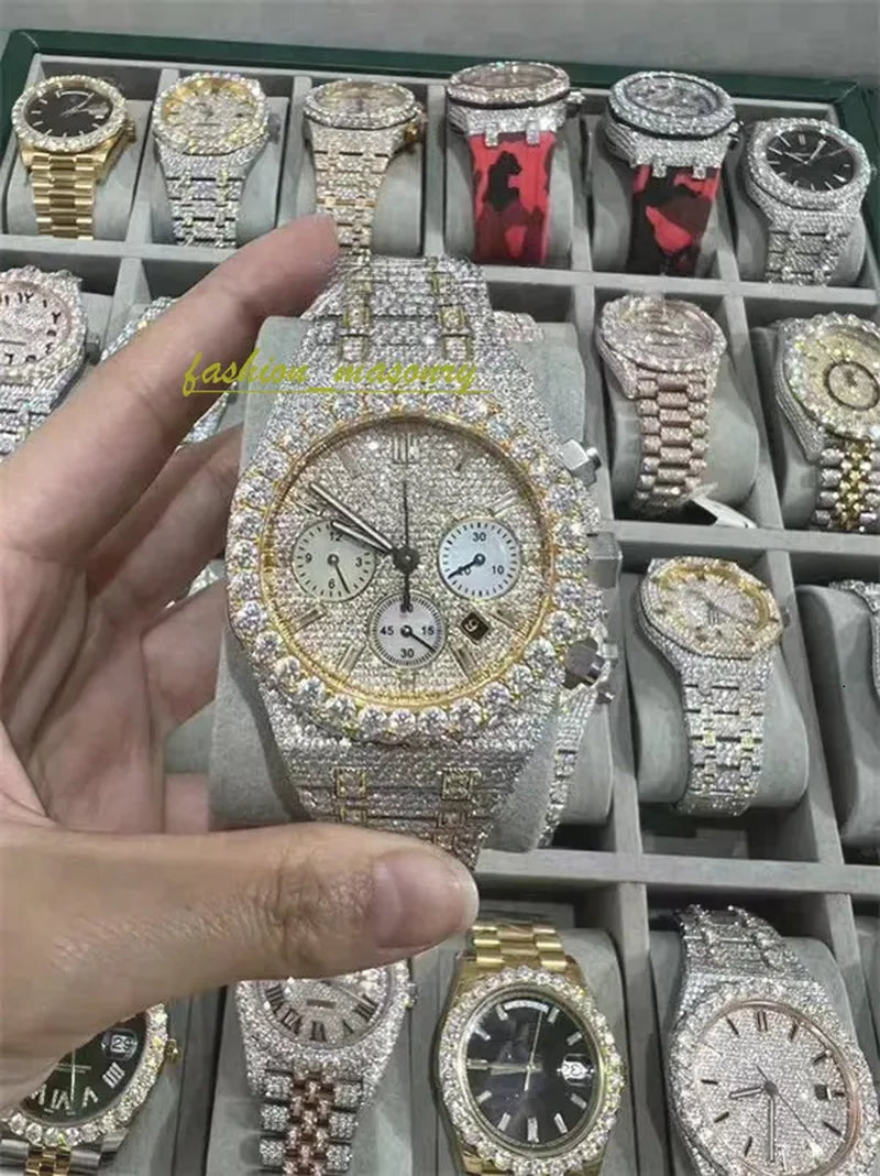 Designer Mens Women Watches Men Iced Out Dia Montre AAA+ Mossanite Montre De E Moissanite Watch 0I9 Have GRA Certificate+With Box