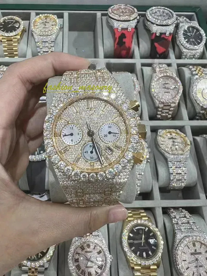 Designer Mens Women Watches Men Iced Out Dia Montre AAA+ Mossanite Montre De E Moissanite Watch 0I9 Have GRA Certificate+With Box