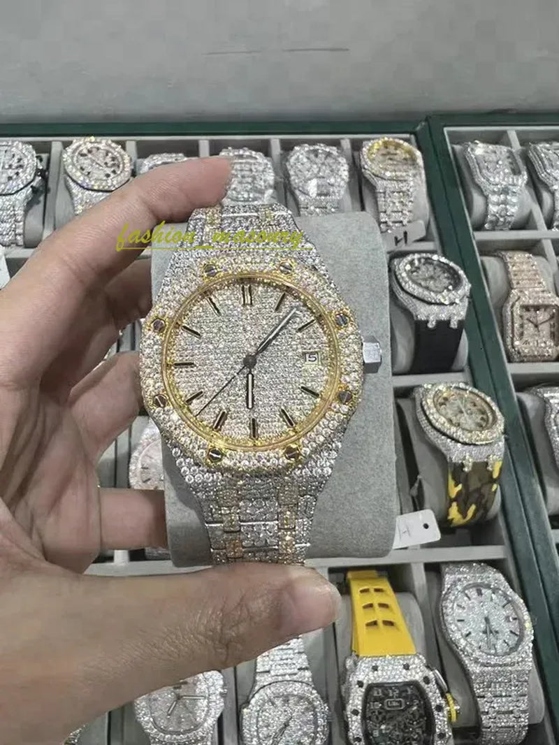 Designer Mens Women Watches Men Iced Out Dia Montre AAA+ Mossanite Montre De E Moissanite Watch 0I9 Have GRA Certificate+With Box